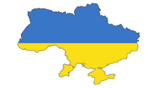Karte der Ulkraine in den Landesfarben