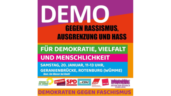 Plakat, Aufruf zur Demo
