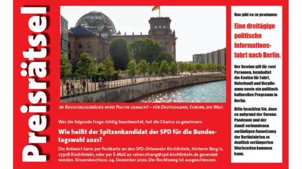 Bild vom Reichstagsgebäude und dem Text des Preisrätsels