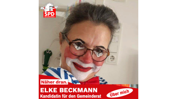 Elke Beckmann mit Clownsgesicht